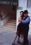 Victor and Christy in front of the Verbi Club , aka the Mariposa Argentine Tango Club. Photo (c) George Nicol